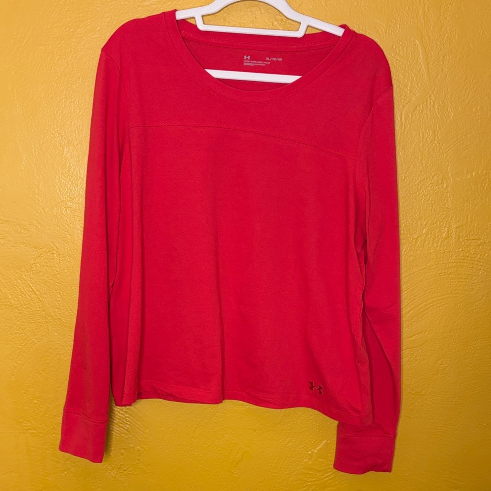 Under Armour NWT Loose Women's Vibrant Red Long Sleeve Performance Tee Size XL